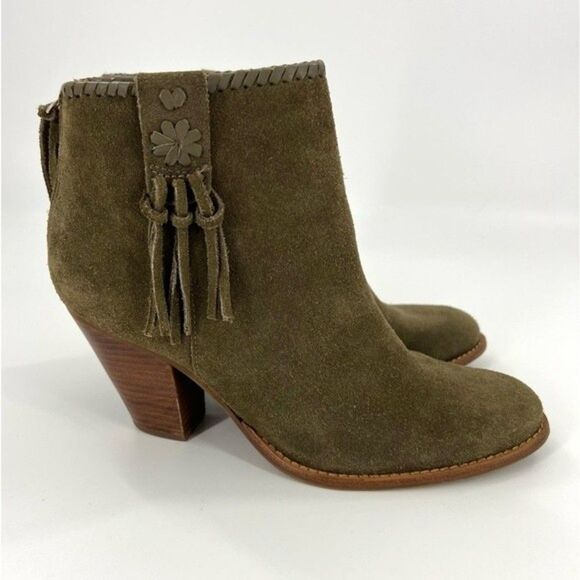 Jack Rogers Greer Boho Suede Ankle Booties Olive Size 8 - Picture 9 of 16